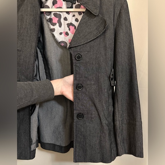 🔻FINAL PRICE🔻Sandro Dark Grey Chambray Denim-like Wide Lapel Jacket / Like New - Picture 8 of 16